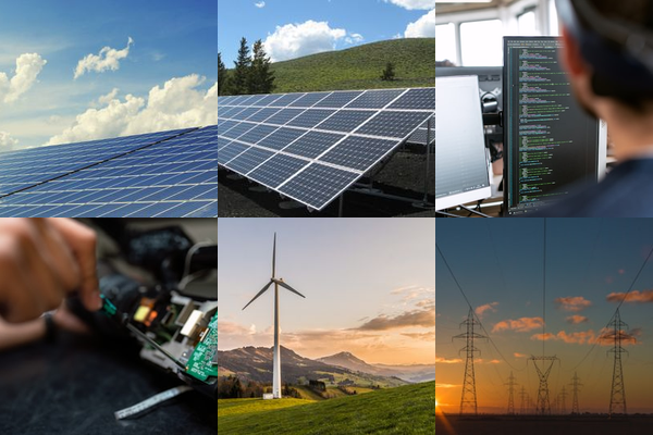 Sustainable energy and technology collage